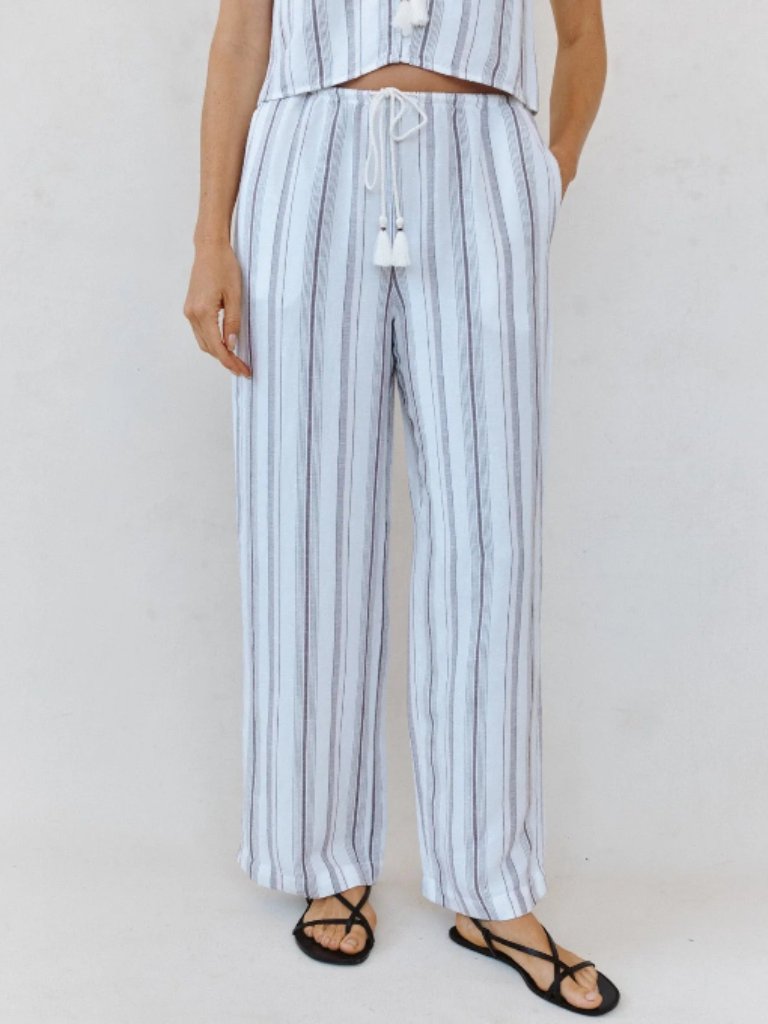Bella Dahl Beach Pant With Tassel Drawstring - Rosewood Stripe